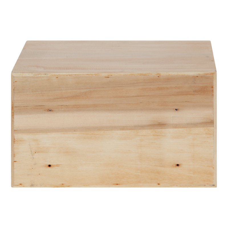 Adeana Poplar Solid Wood Floating Shelf with Drawer, Natural