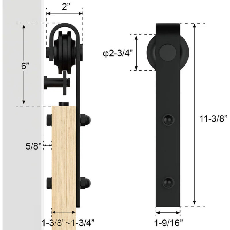 Ensemble de quincaillerie de porte de grange en acier à double porte, 132 po