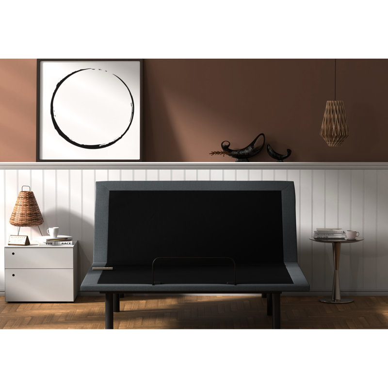Black And Gray Adjustable Bed Base Os4 - Center Folding Design With Remote Extra Strength Enforced Frame, Zero Gravity Feature Available