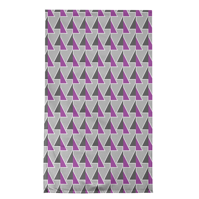 Torchon à flèches, Gris / mauve / noir, Croisé en coton