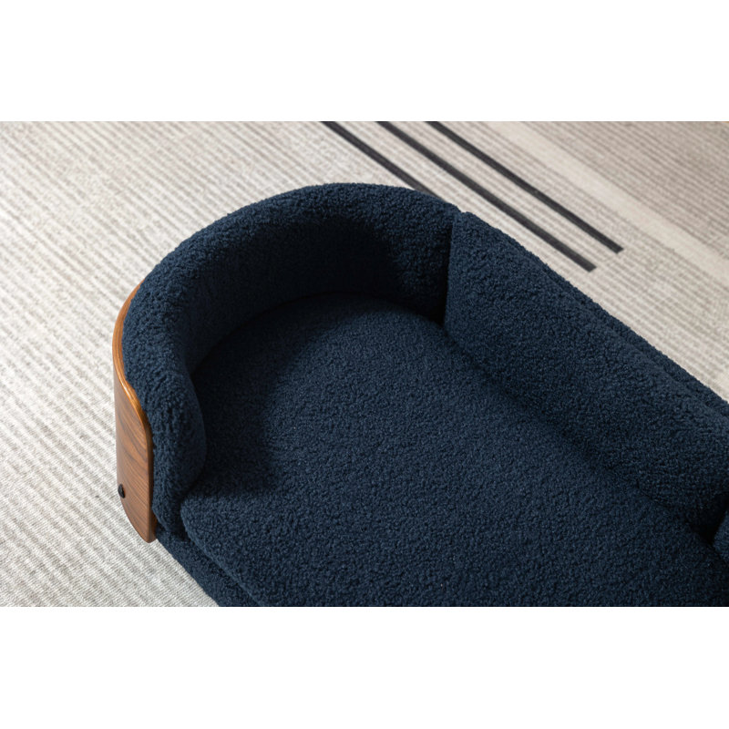 Canapé pour chien en bois massif Inira, L 30,7 po x P 20,08 po x H 9,85 po, Bleu foncé / brun