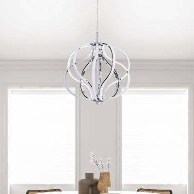 Graicen 10 - Light 20"W Dimmable LED Globe silver Metal Modern Chandelier for Dining Room or Kitchen