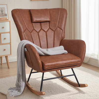 High Back Rocking Chair With Headrest And Side Pockets by George Oliver