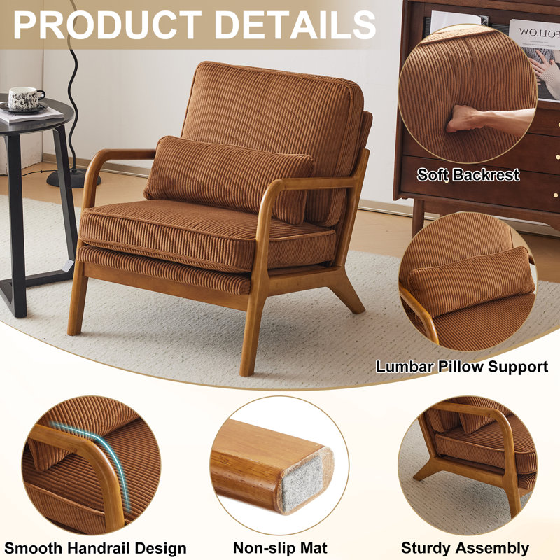 Upholstered Accent Chair, Brown