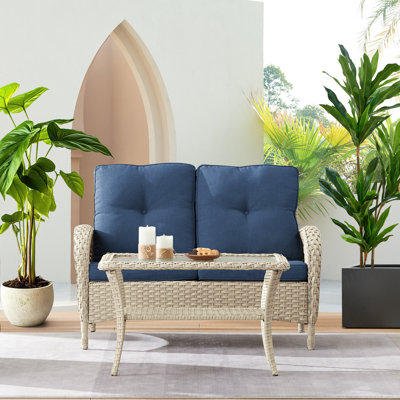 Gaetanino 2 Piece Rattan Sofa Seating Group with Cushions by Red Barrel Studio