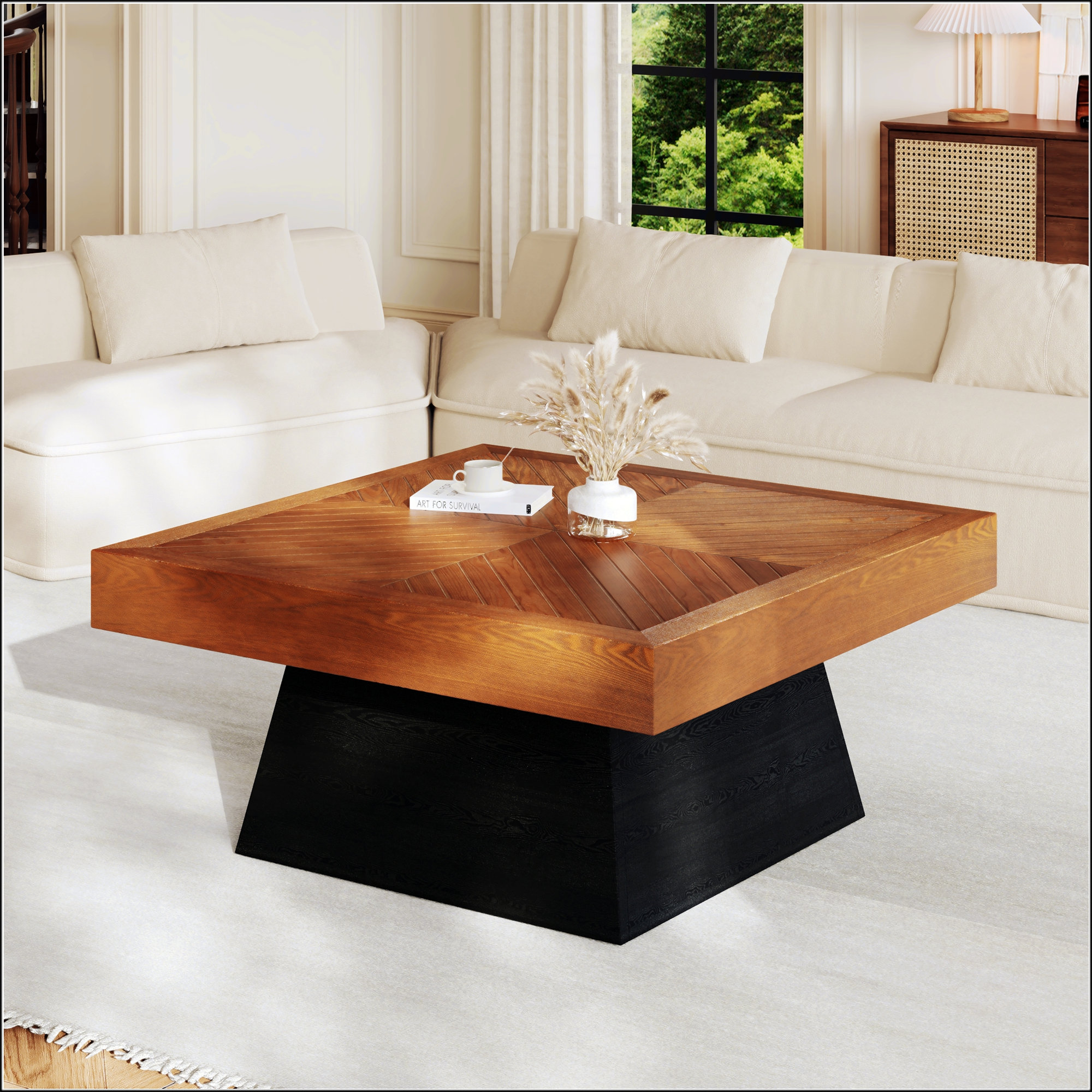 Ivy Bronx Modern Square Coffee Table For Living Room, Mid-Century ...