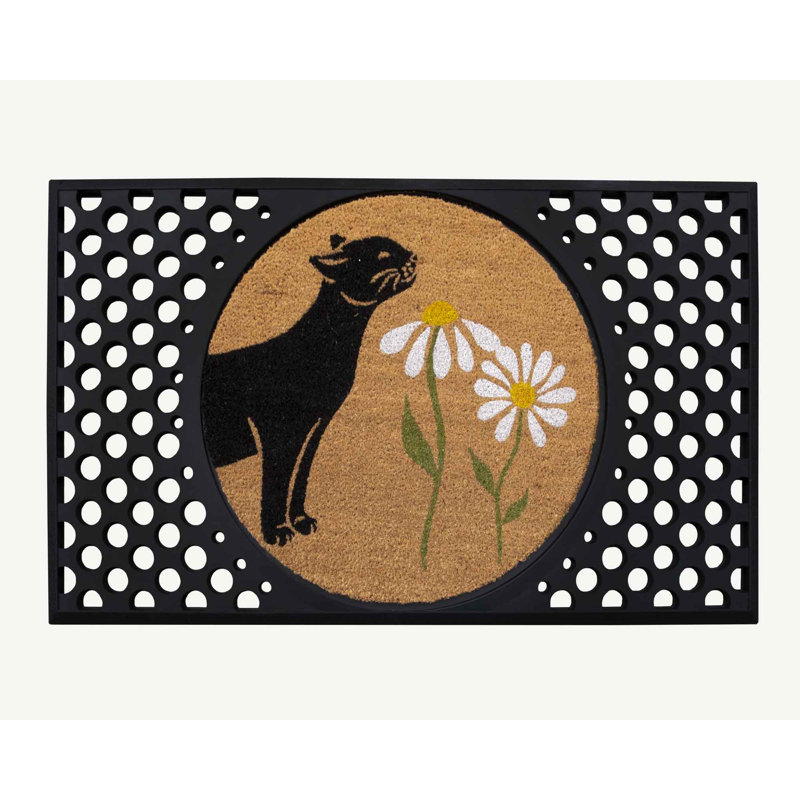 4 chats et chiens, ensemble de tapis d'entrée Spring Kitty Sniff the Daisies, rond