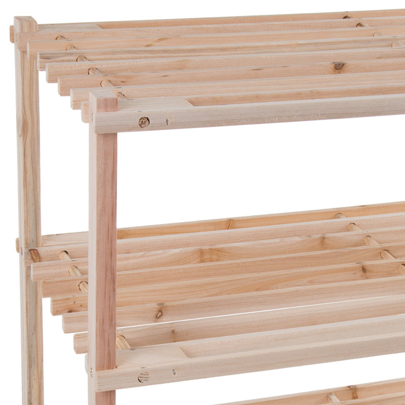 Light Oak 3-Tier Wooden Shoe Storage Rack