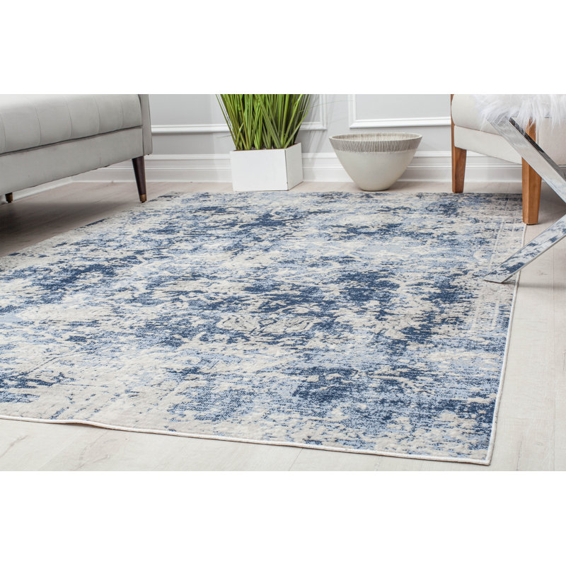 Tapis bleu rétro Lavallée Lavallée, Rectangle 8 pi x 10 pi