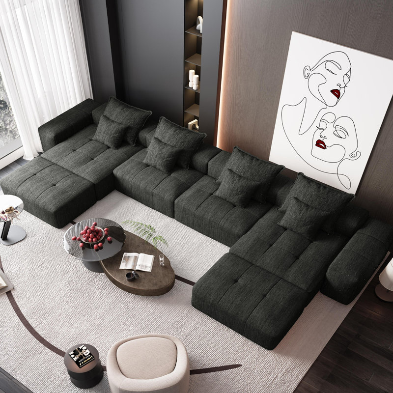 Boneless Modern Oversized Modular Sectional Sofa, Black