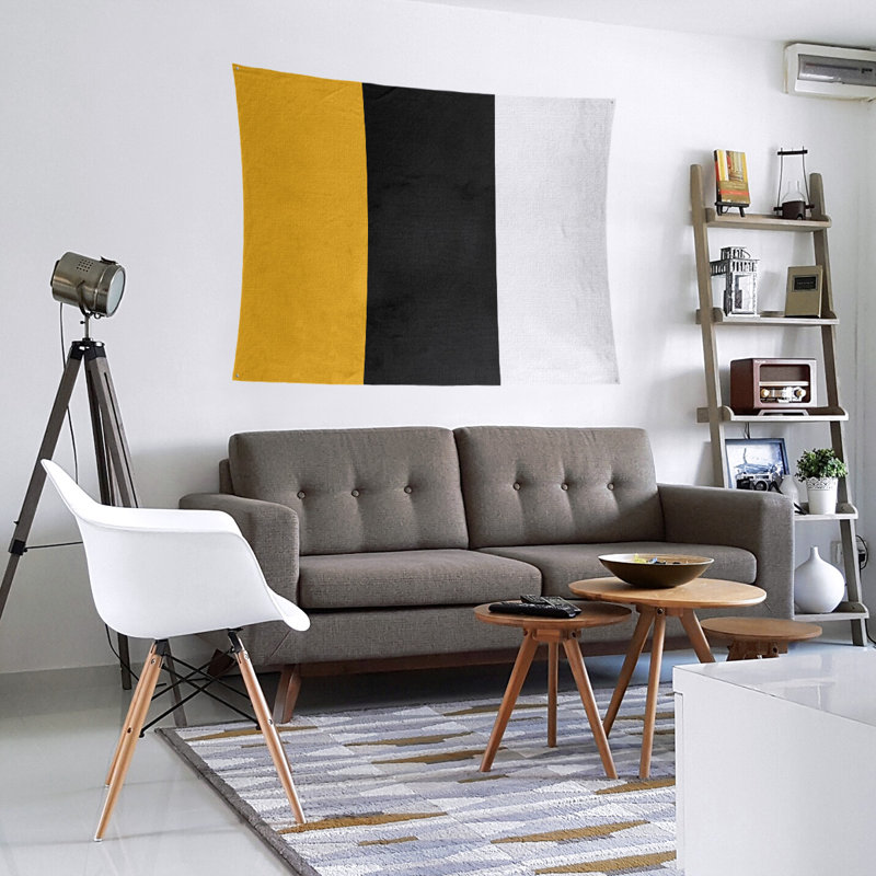 Tapisserie de polyester Pittsburgh, H 88 po x l 104 po, Pittsburgh Gold / noir / blanc