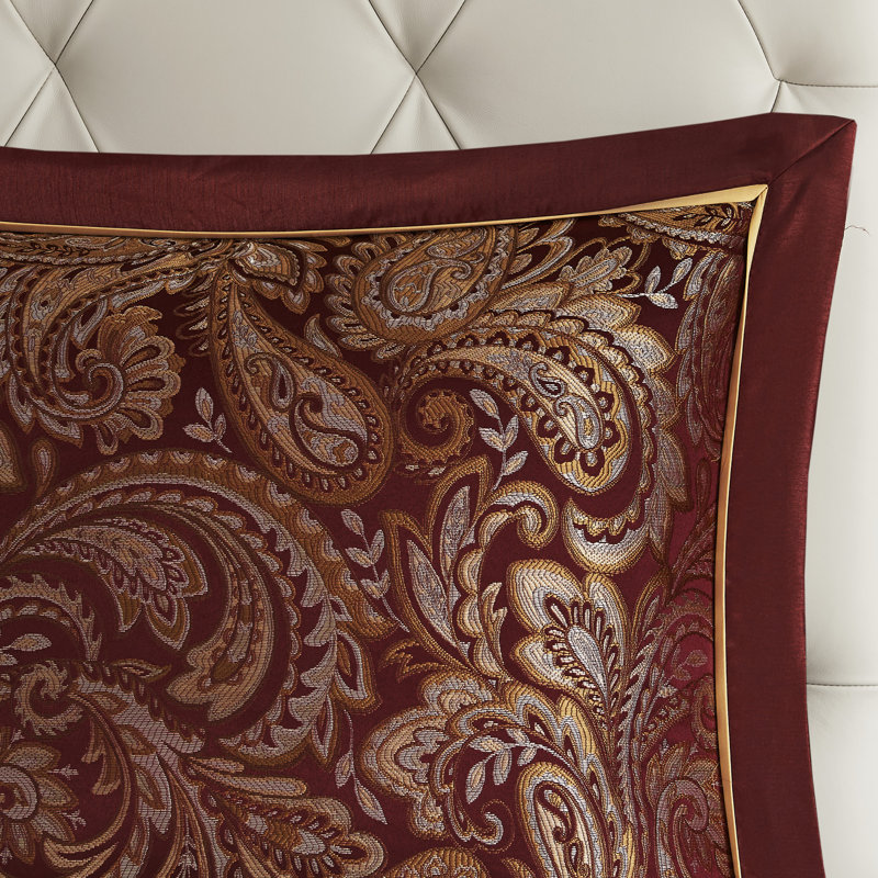 King Red Jacquard Cotton 12-Piece Comforter Set