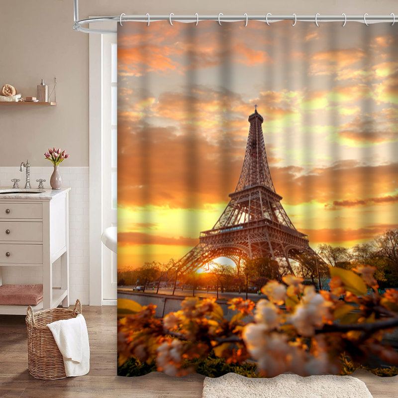 Rideau de douche avec 12 crochets Tour Eiffel Paris, L 72 po x l 84 po