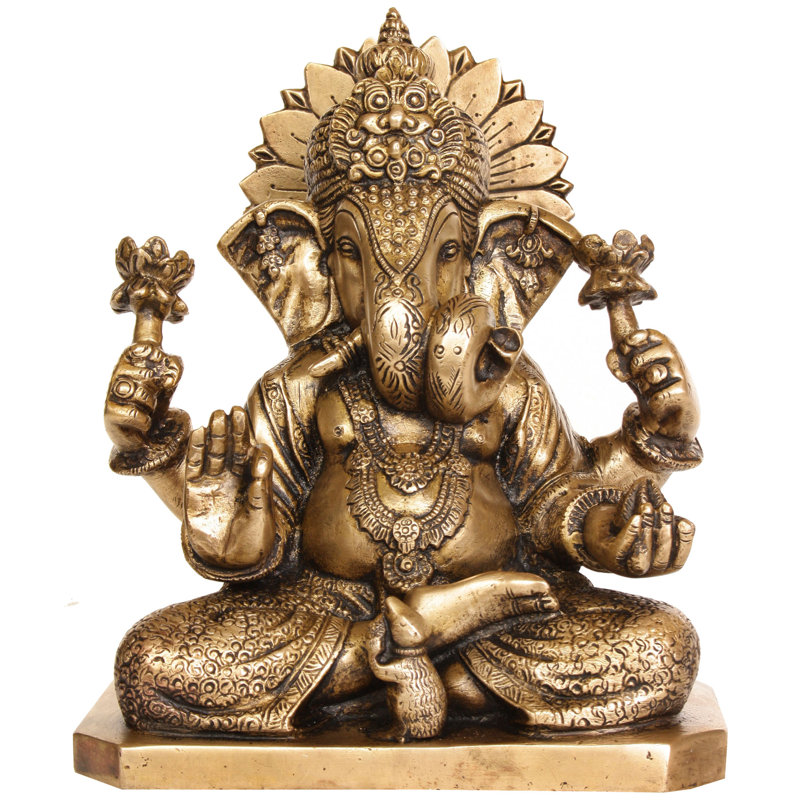 Handmade Brass Ganesha Bell – Auspicious Hindu Temple Décor, Intricate Ganapati Motif, Spiritual Accent for Home Altar & Meditation Space