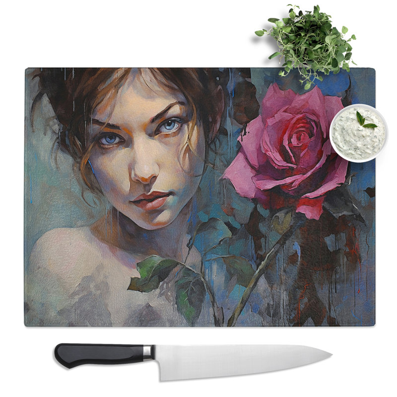 Rose Action No.2  Glass Chopping Board