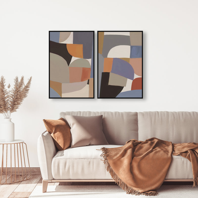 Muted Prelude Set Set by Oliver Gal, 110"H x 74"W, Black Floater Frame
