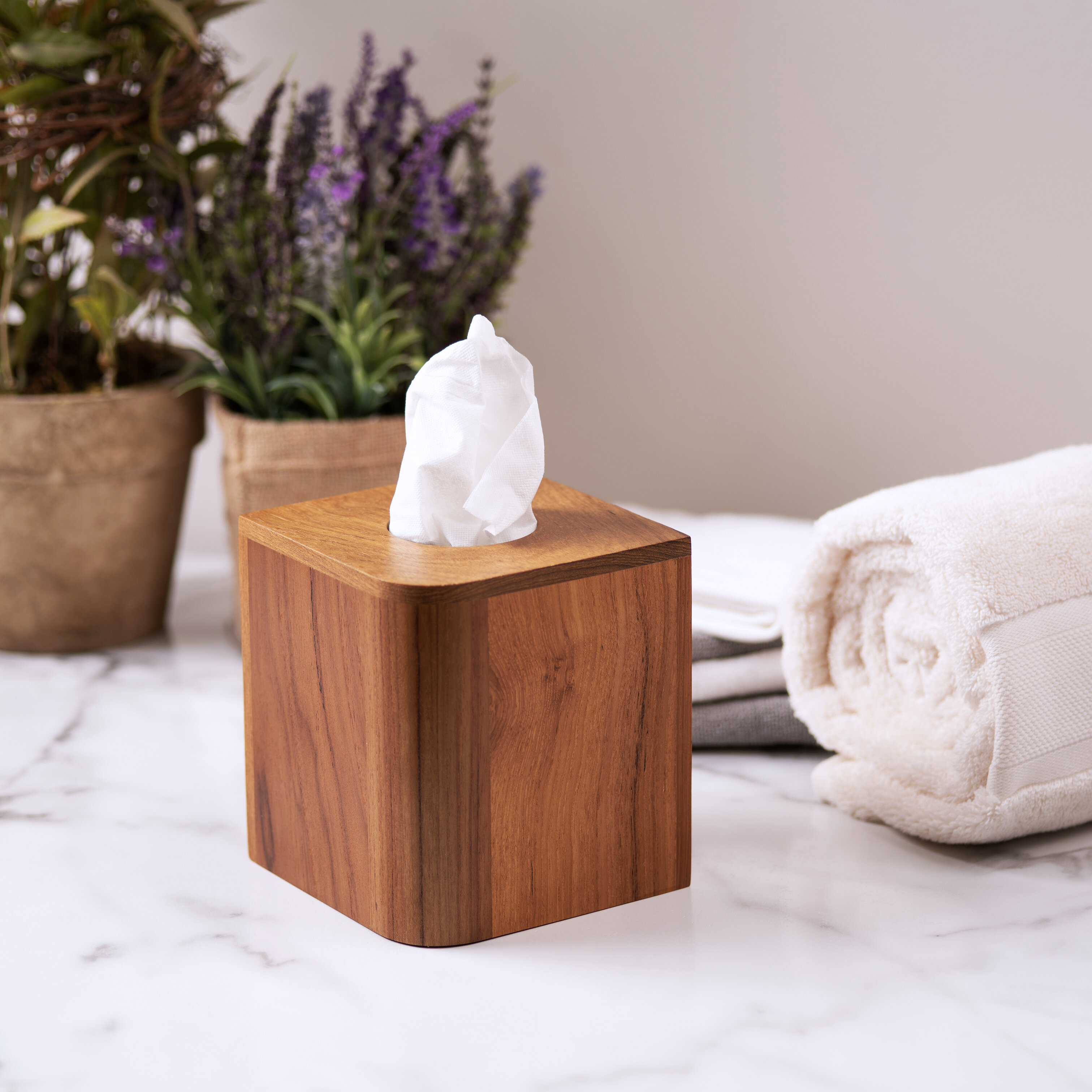 TISSUE BOX COVER, Wood Kleenex Holder, Square, Kitchen Bathroom, Wooden  distressed