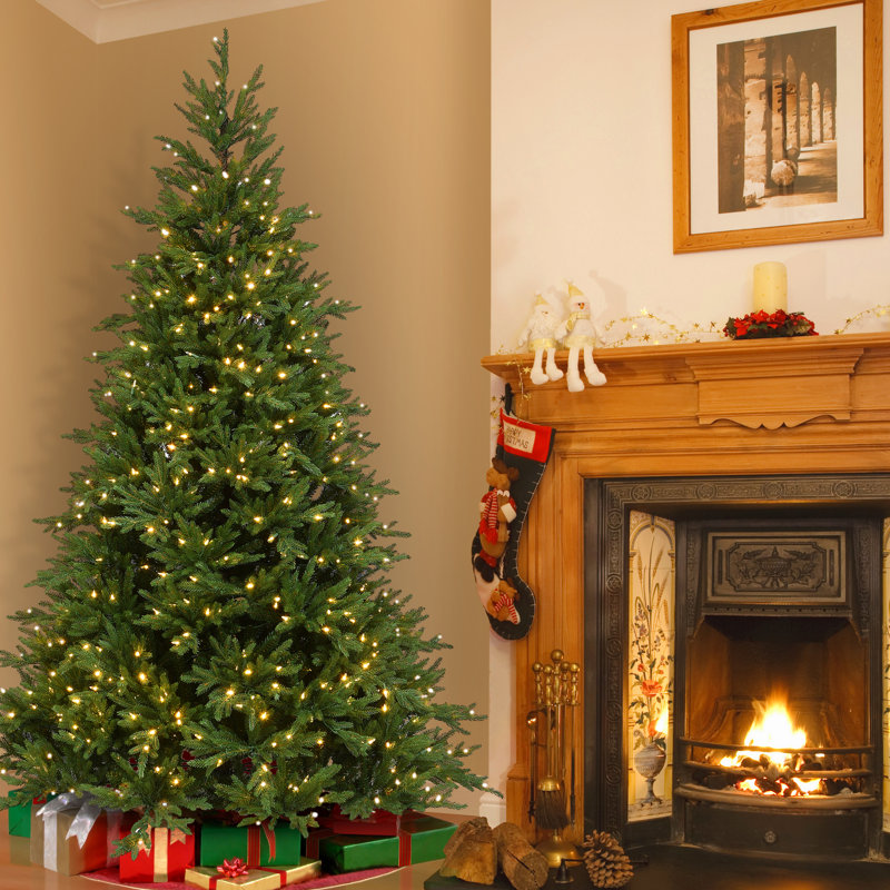 7.5' H Lighted Artificial Spruce Christmas Tree