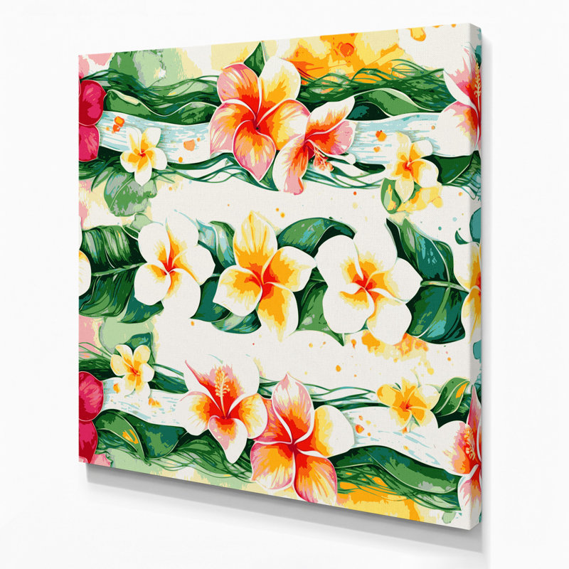 Hawaiian Lei Borders, toile beige, H 8 po x l 8 po