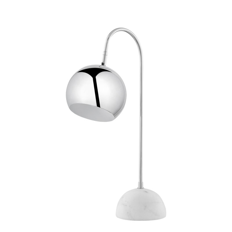 Lampe de bureau en métal Grith, Blanc, Chrome