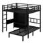 Lit superposé en métal avec bureau pliant, garde-robe à DEL