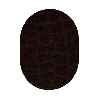Tapis brun / rouge à imprimé animal