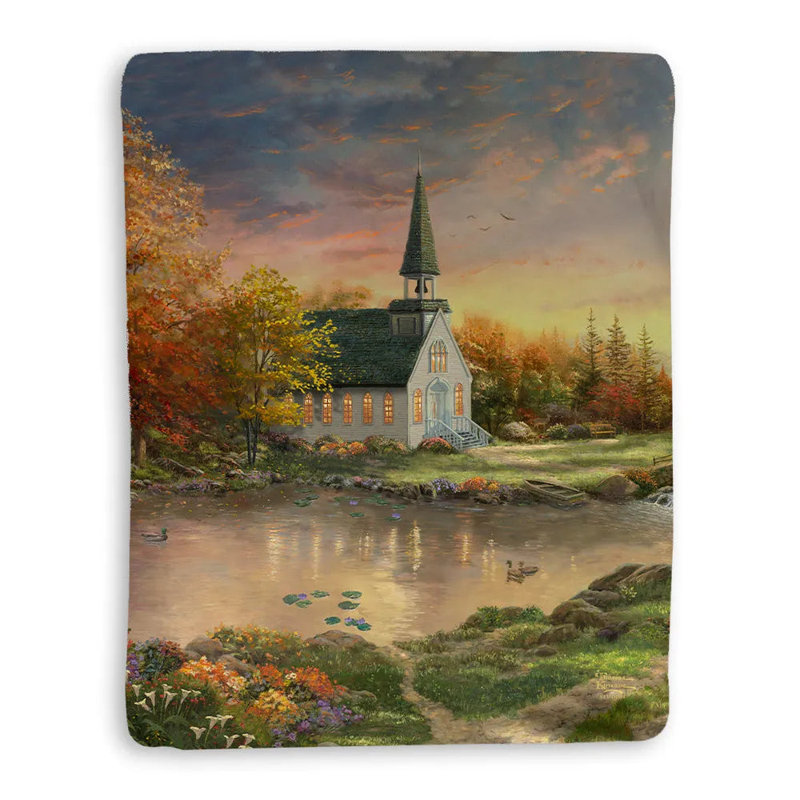 Jeté en sherpa Thomas Kinkade