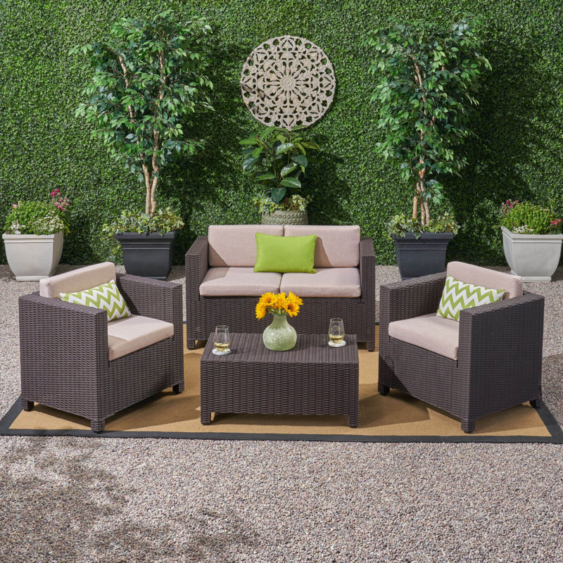 4PC CHAT SET, Outdoor Sofa Set, Conversation Set, Outdoor Patio Loveseat