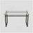 51" Modern Minimalist Rectangular Glass Dining Table with Tempered Glass Tabletop and Metal Legs-1117164859