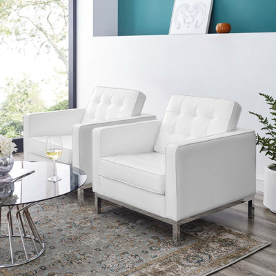 Loft Tufted Vegan Leather Armchairs -