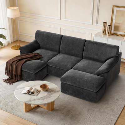 2.4m Sofa 3-Seater Chenille Foam Modular Sectional Sofa
