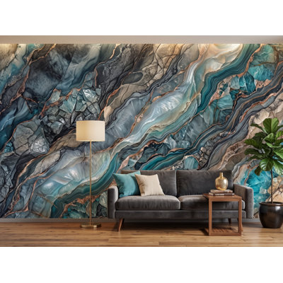 Agate Abstract Wall Art | Geode Marble Decor | Turquoise Stone Artwork | Modern Luxury Wall Decor | Statement Art 484DRE