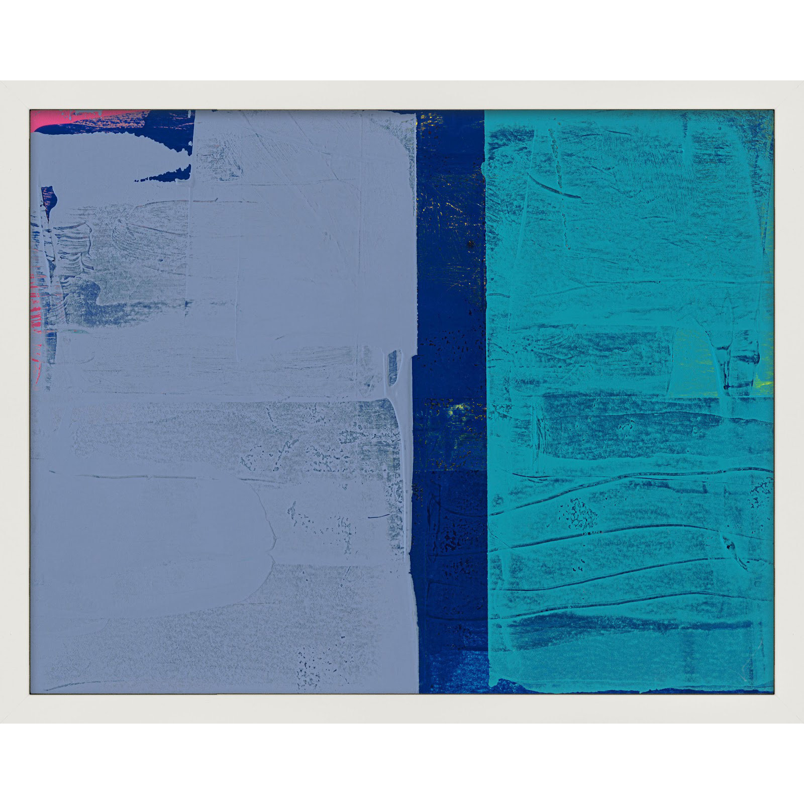 Bold In Blue 2 by Andrea Stokes, White Framed, 40" H x 50" W x 1.38" D