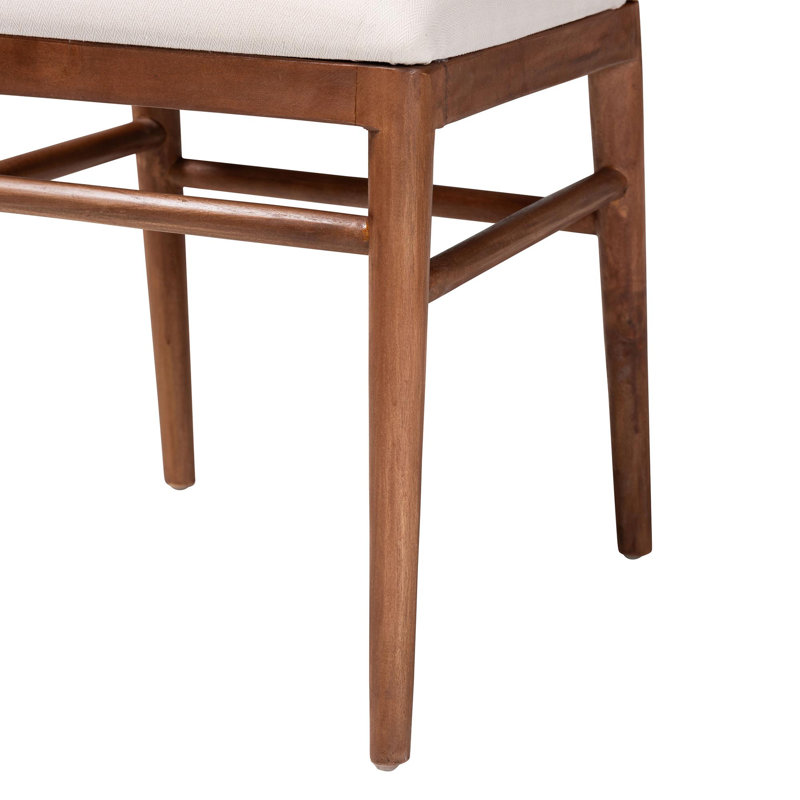 Nadim Natural Seagrass and Acacia Wood Upholstered Side Chair Set