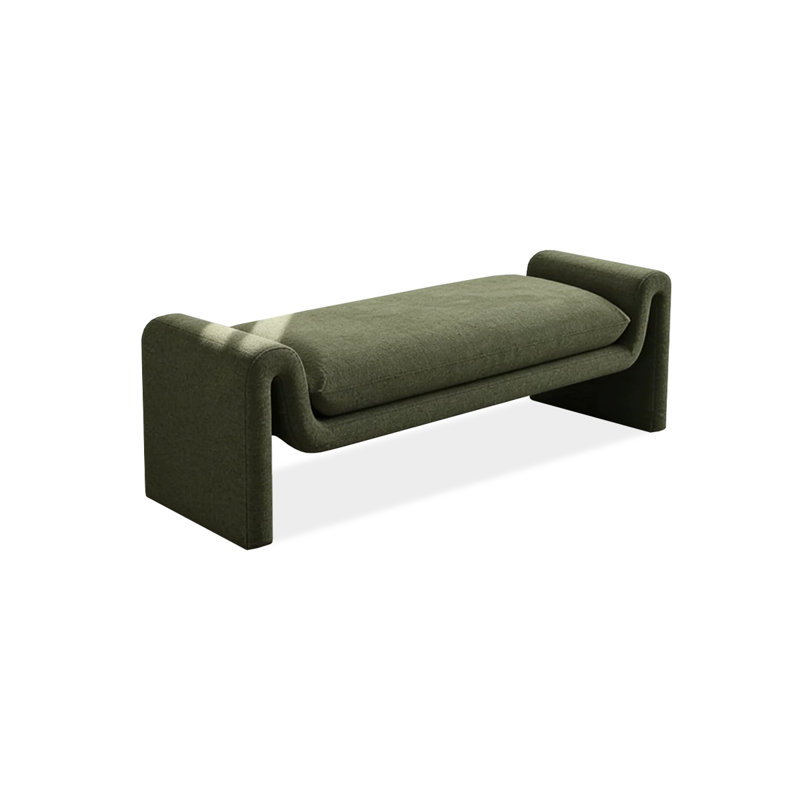 Banc rembourré vert, 17.72" H x 55.12" L x 13.78" D