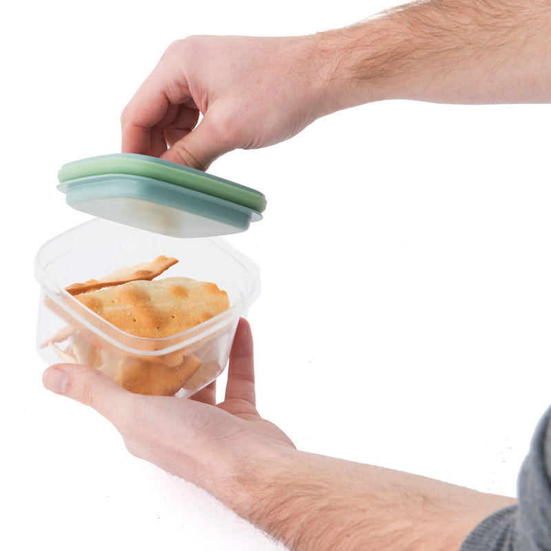 Clear Plastic 4-Piece Cube Food Storage Jar Set