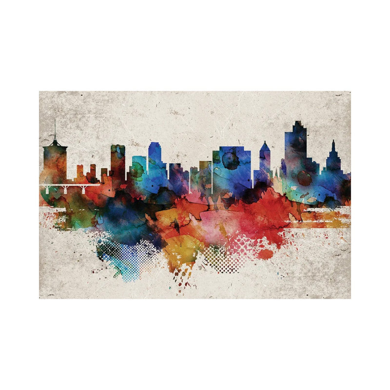 Tulsa Abstract Skyline 1 Piece Wrapped Canvas Wall Art, 101.6 cm H x 66.04 cm W x 3.175 cm D