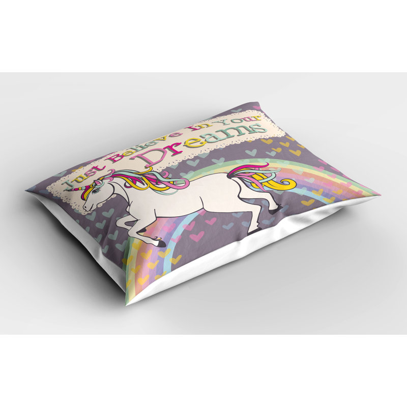 Pillowcase, Believe in Your Dreams Say, Beige and Lilac