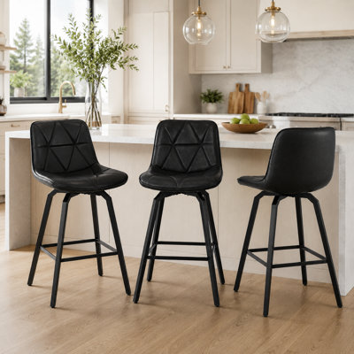 26" Swivel Counter Stool with Faux Leather Seat