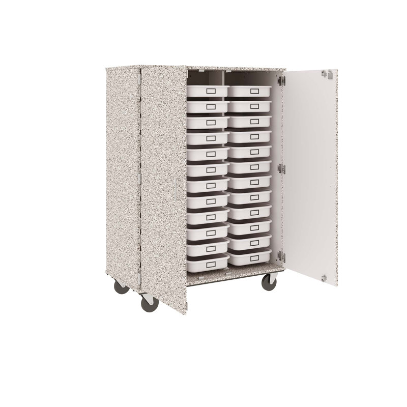 Armoire de rangement à plateau fermé - 36 plateaux et 36 compartiments, Gris nébuleux