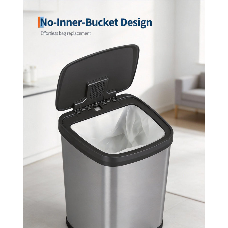 Poubelle à pédale en métal avec couvercle, Acier Inoxydable, 21,1 gallons