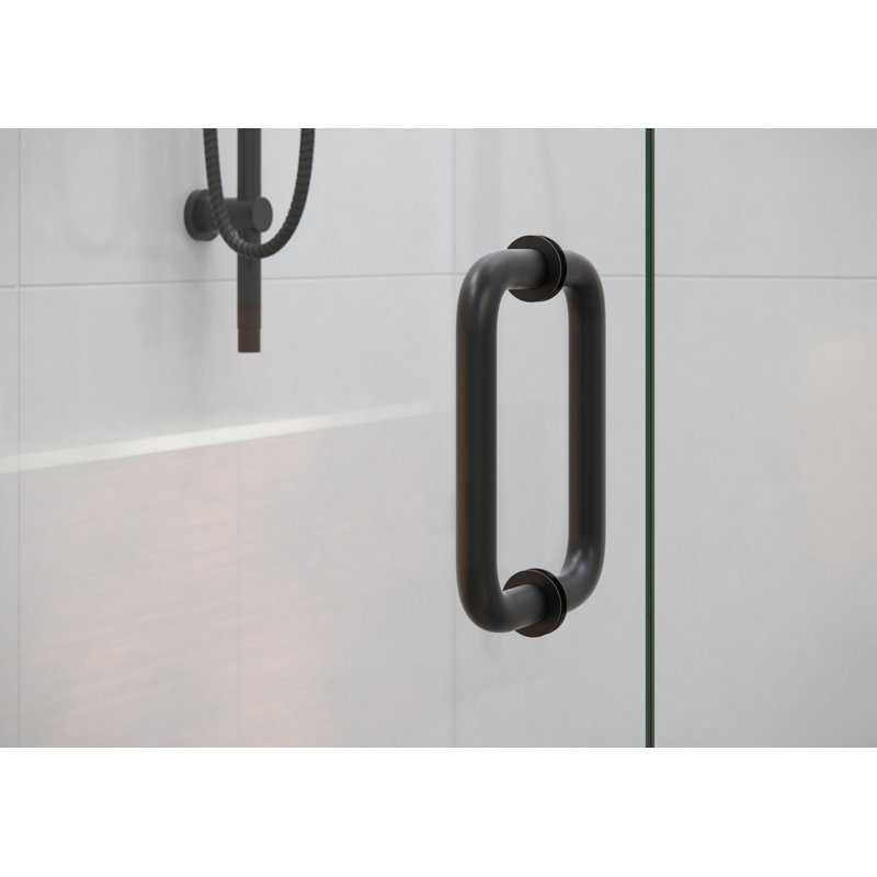 58 in. x 78 in. Fully Frameless Wall Hinge Shower Door, Matte Black