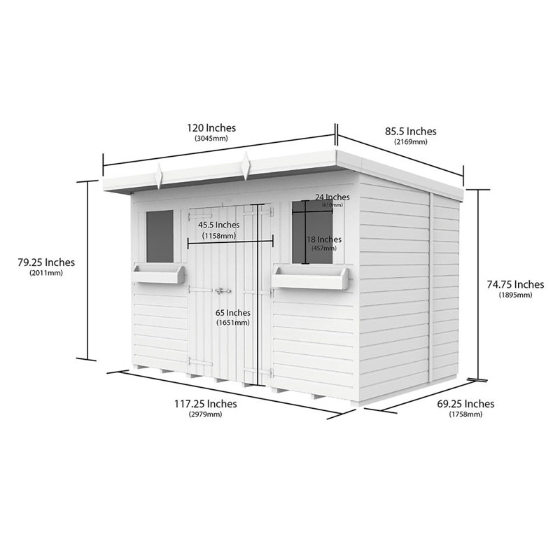 10ft x 6ft Pent Summer Shed