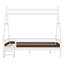 Lit plateforme double avec escalier, structure de lit en bois massif à profil bas - conception de maison ludique pour les enfants, mobilier de chambre sécuritaire et durable-498603527