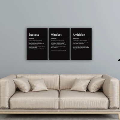 Succès Mindset Ambition Noun Motivation art mural, impressions sur toile, citations inspirantes, affiches, inspiration, décorations, œuvre d'art pour le bureau, salon, encadré, prêt à accrocher