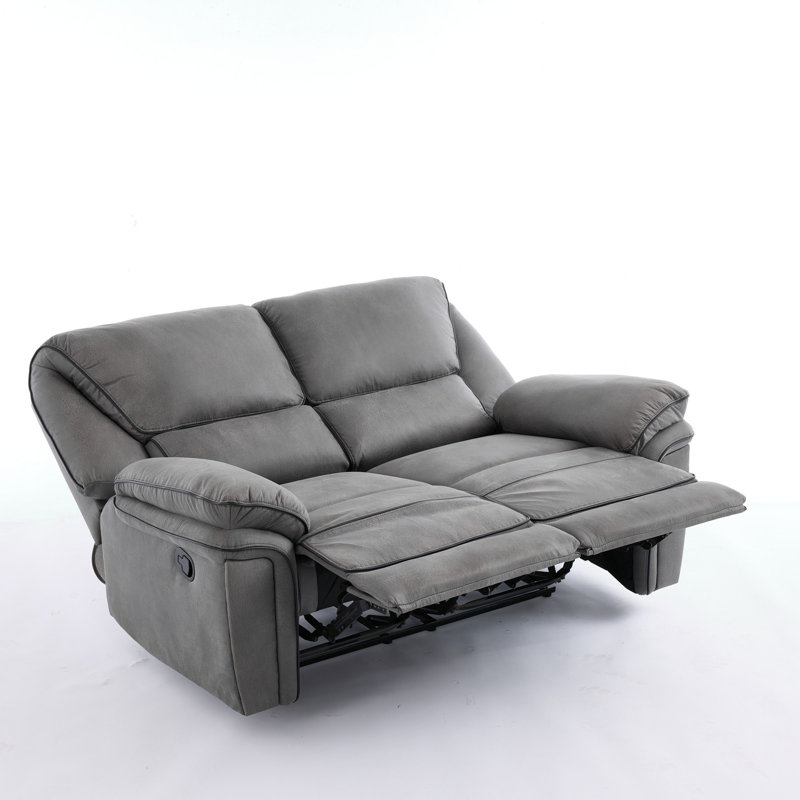 Fabric Reclining Sofa, 2 Seater, Light Grey