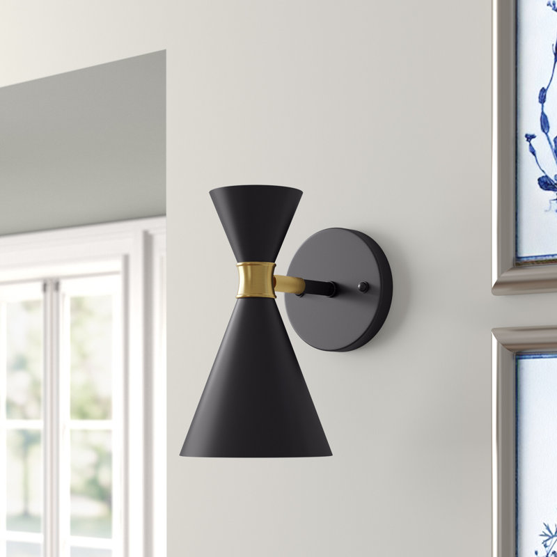 Badgett 9.5"H Dimmable Armed Sconce/Wall Light, Black
