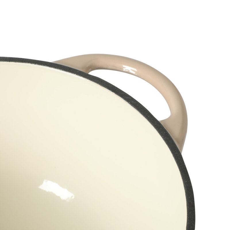 Faitout en fonte émaillée avec couvercle Gibson Home de 2,65 pte - rond, allant au four jusqu'à 500 ° F, idéal pour la cuisson du pain et les ragoûts - Taupe dégradé