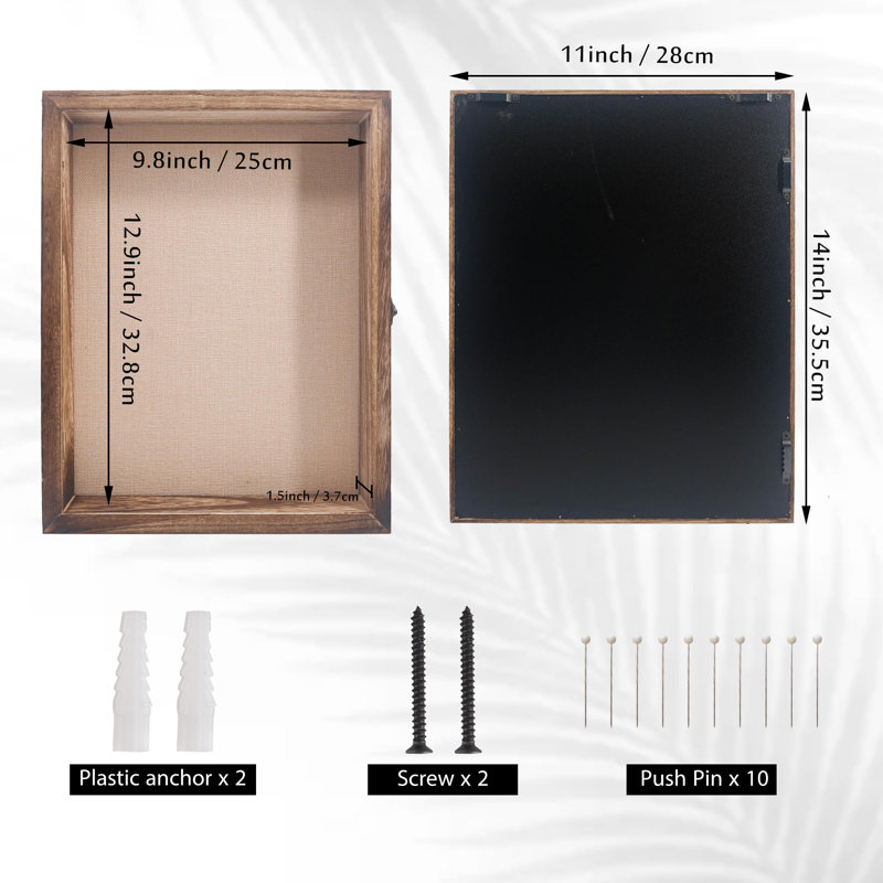 Shadow Box Frame 11X14, Wood Display Boxes With Linen Back - Large Shadow Box With Paulownia Wood And Real Glass Cover For Wall Or Tabletop Display