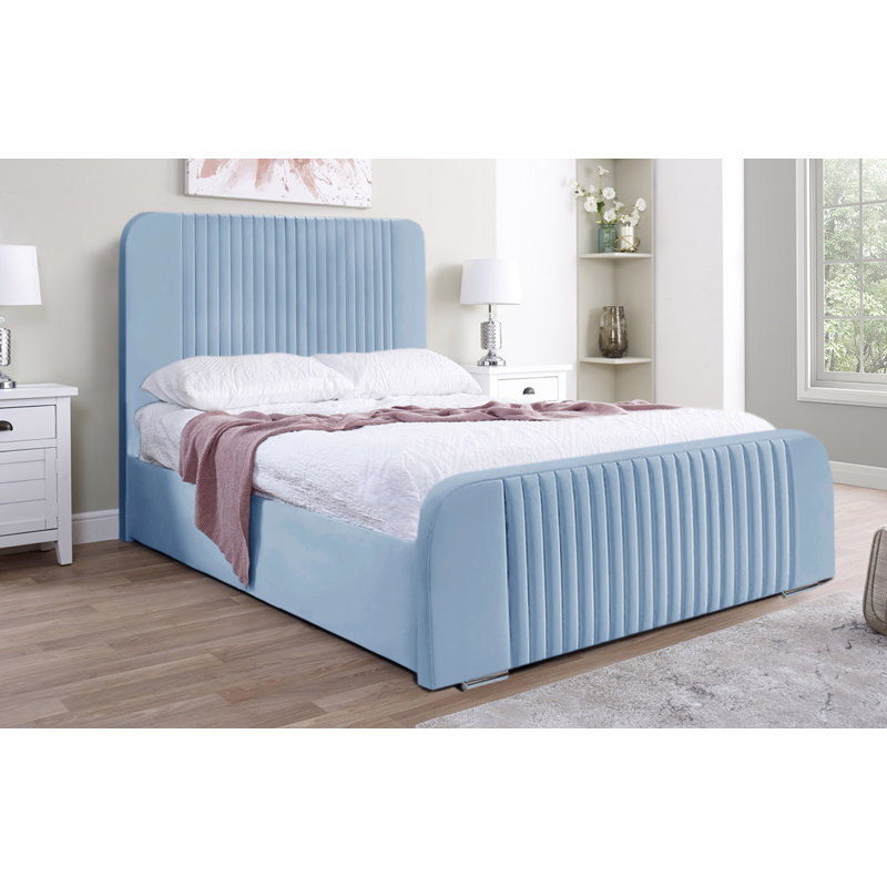 Bledi Upholstered Bed, Double (4'6), Sky Blue